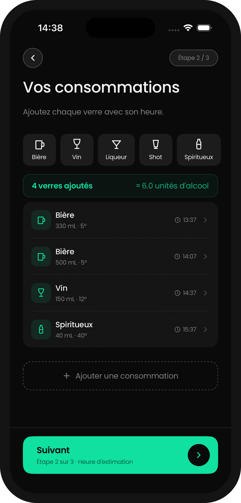 Étape 2 • Vos consommations
